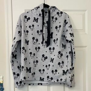 Disney Official Mickey Mouse Cotton Blend Hoodie with Ribbon String